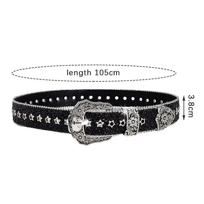 Toxicpop black and silver glitter belt