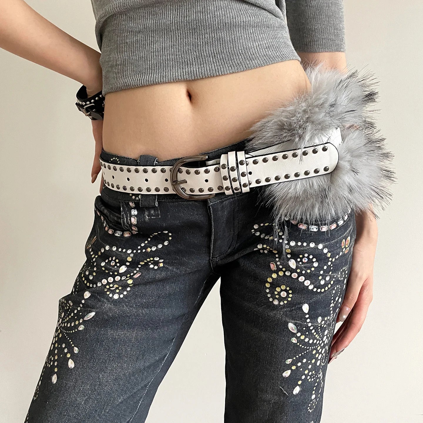 Toxicpop Studded Fur Belt