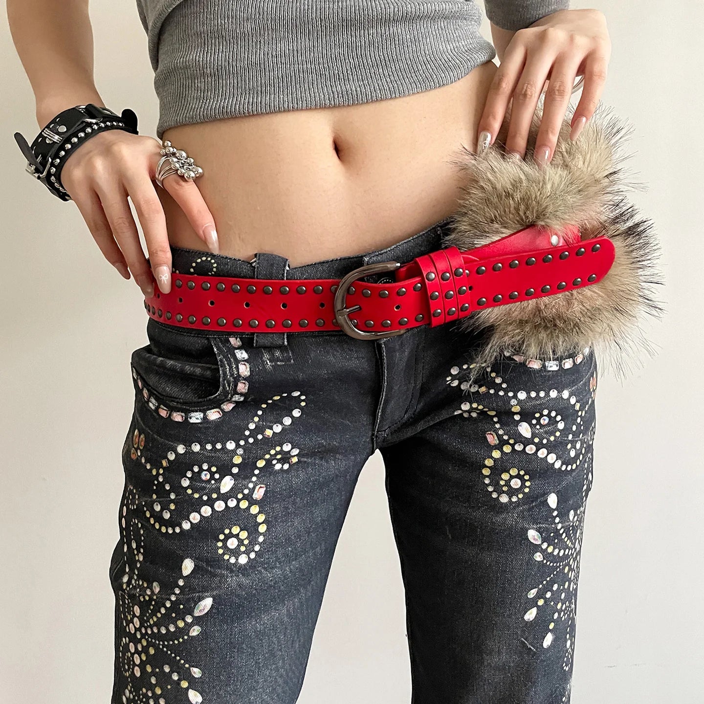 Toxicpop Studded Fur Belt