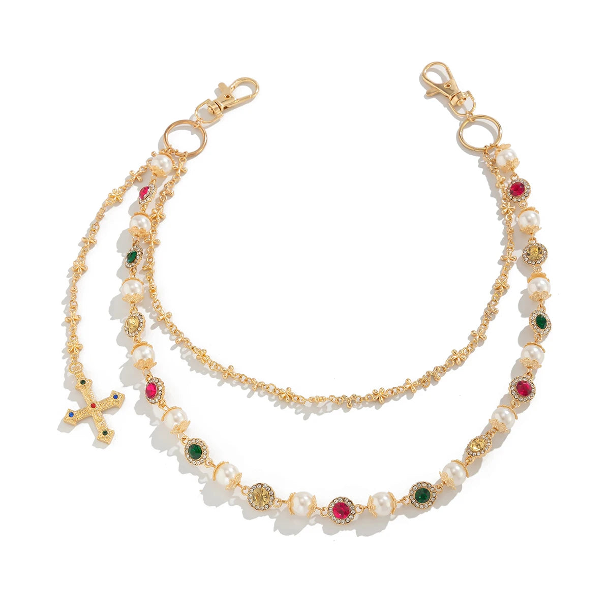 Toxicpop Rhinstone mixed gem jeans chain