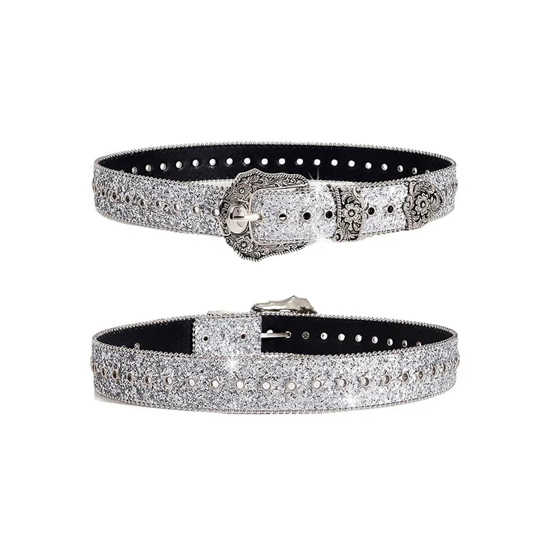 Toxicpop black and silver glitter belt