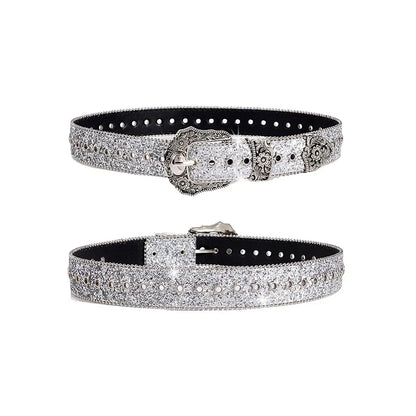 Toxicpop black and silver glitter belt
