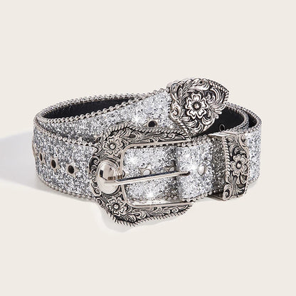 Toxicpop black and silver glitter belt