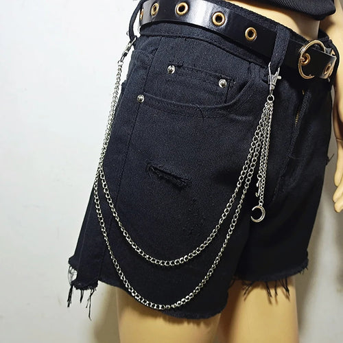 Toxicpop moon double layer jeans chain