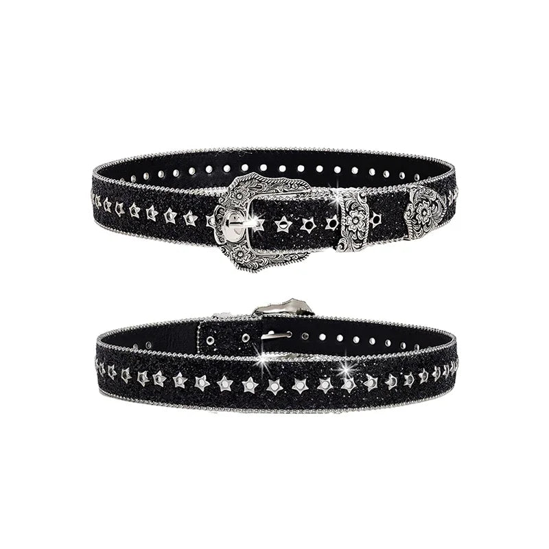 Toxicpop black and silver glitter belt