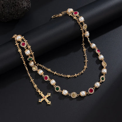 Toxicpop Rhinstone mixed gem jeans chain