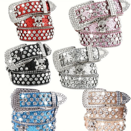 Toxicpop rhinestone skull belt