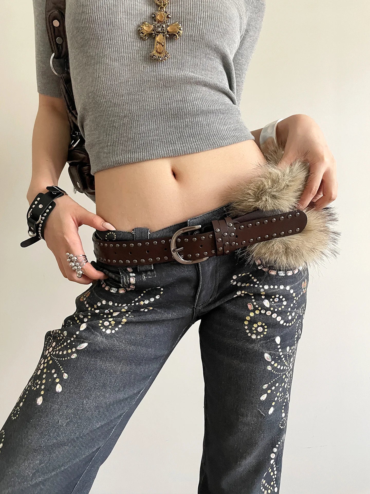 Toxicpop Studded Fur Belt